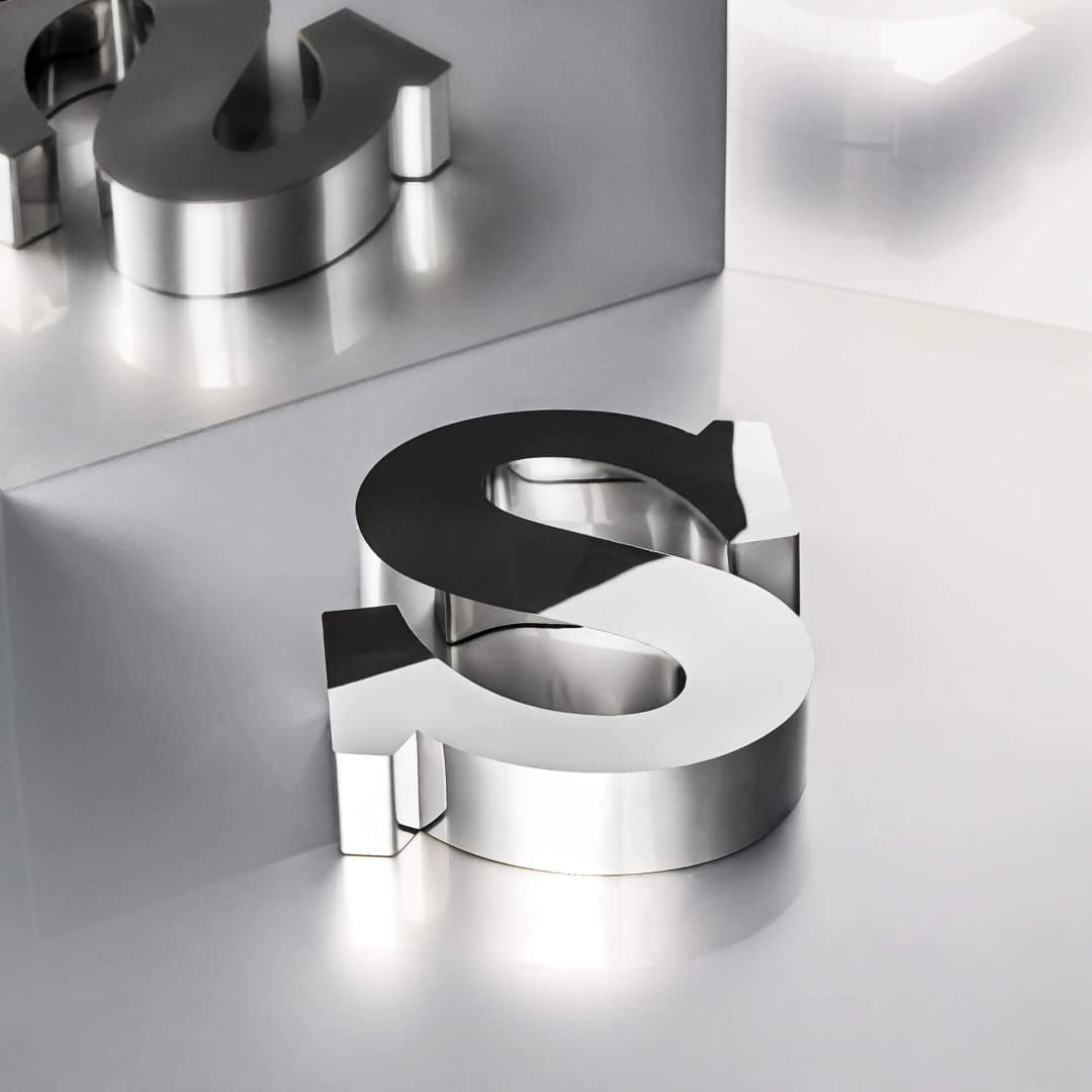 GLOSSY SILVER SHEET METAL LETTERS POLISHED CHROME PLATED